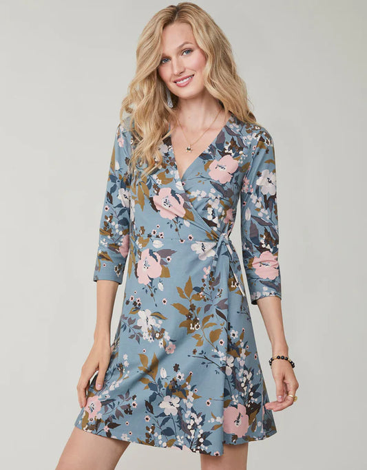 Alisa Wrap Dress Maritime Forest Wildflowers Mist Success