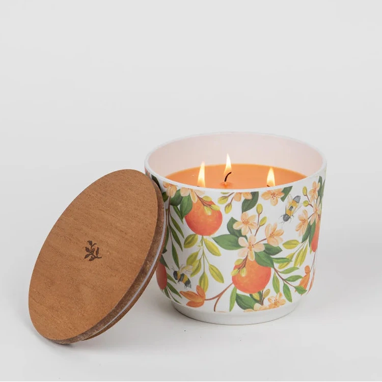 Orange & Honey Patterned 3 Wick Candle