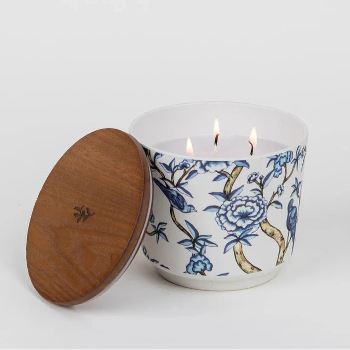 Classic Linen Patterned 3 Wick Candle