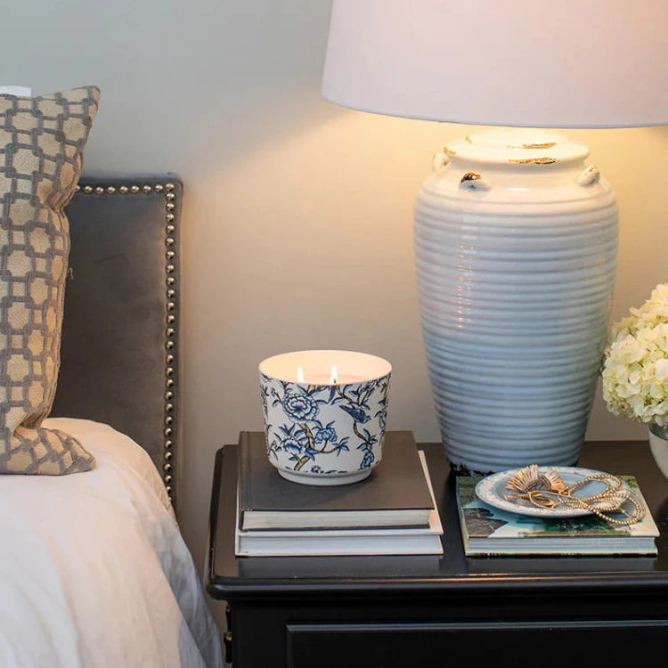 Classic Linen Patterned 3 Wick Candle