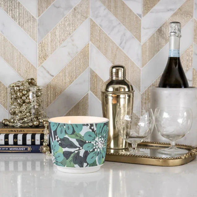 Shimmering Snowberry Patterned 3 Wick Candle