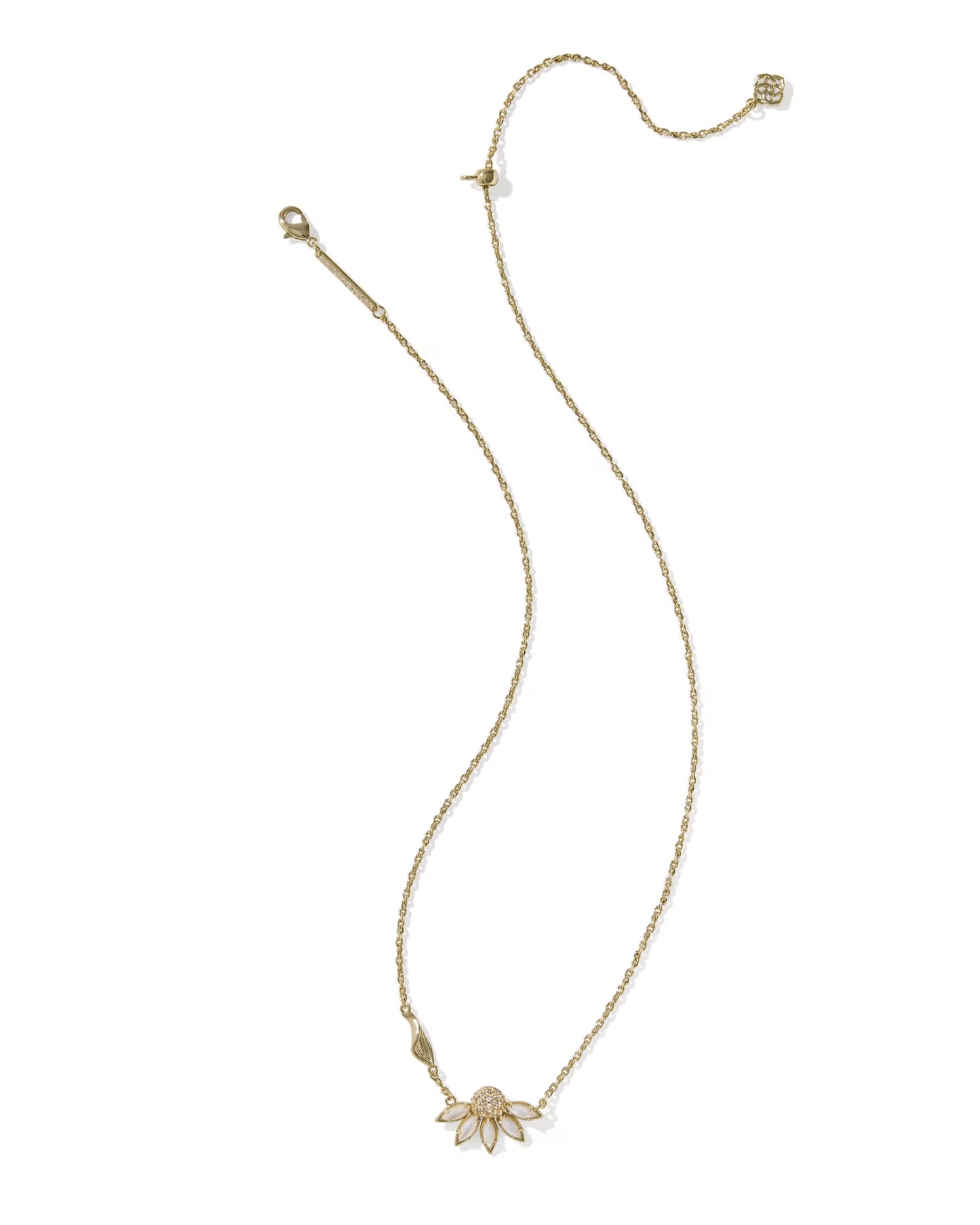 Anya Flower Short Pendant Necklace Gold Ivory Mix