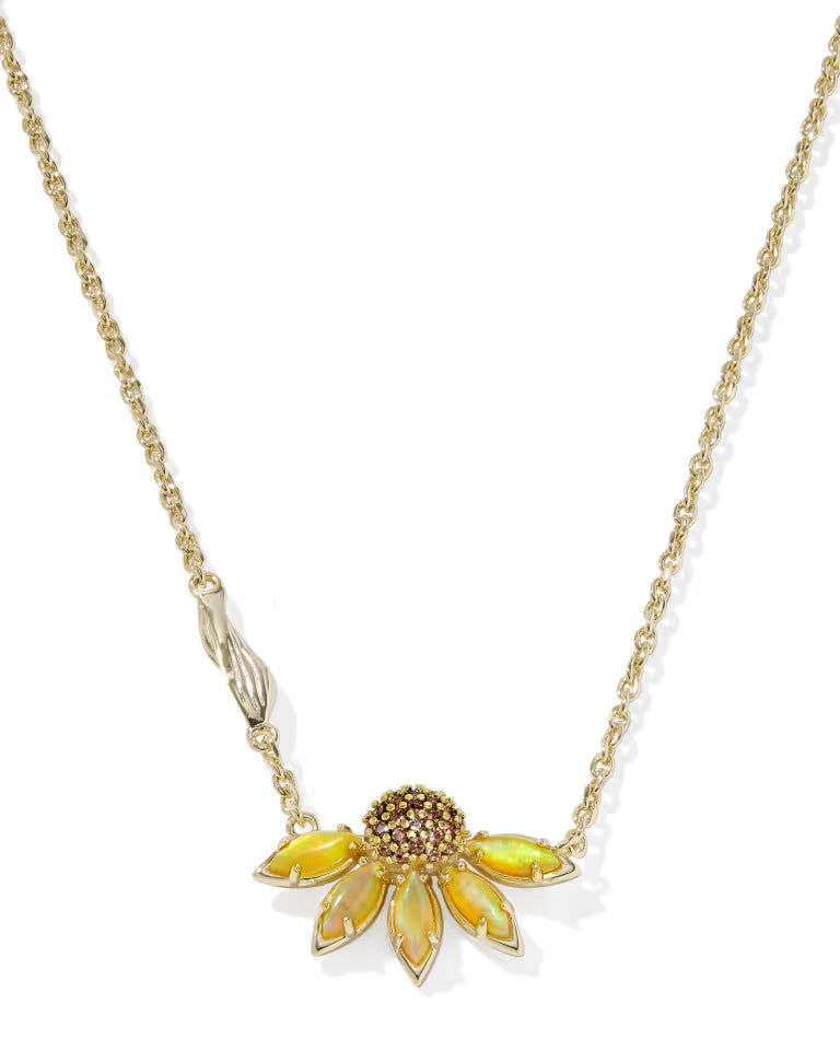 Anya Flower Short Pendant Necklace Gold Yellow Mix