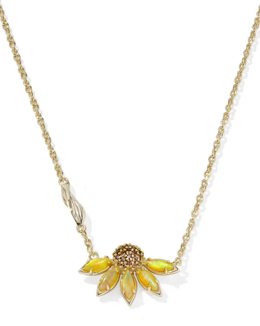 Anya Flower Short Pendant Necklace Gold Yellow Mix