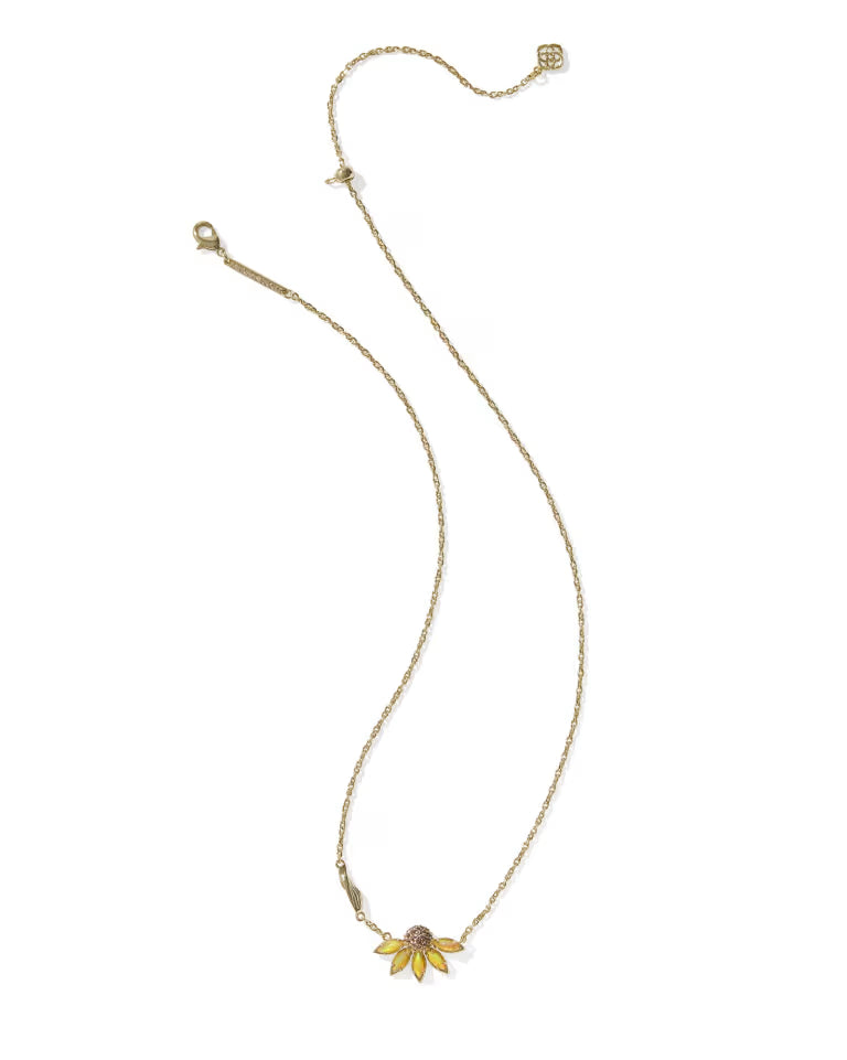 Anya Flower Short Pendant Necklace Gold Yellow Mix