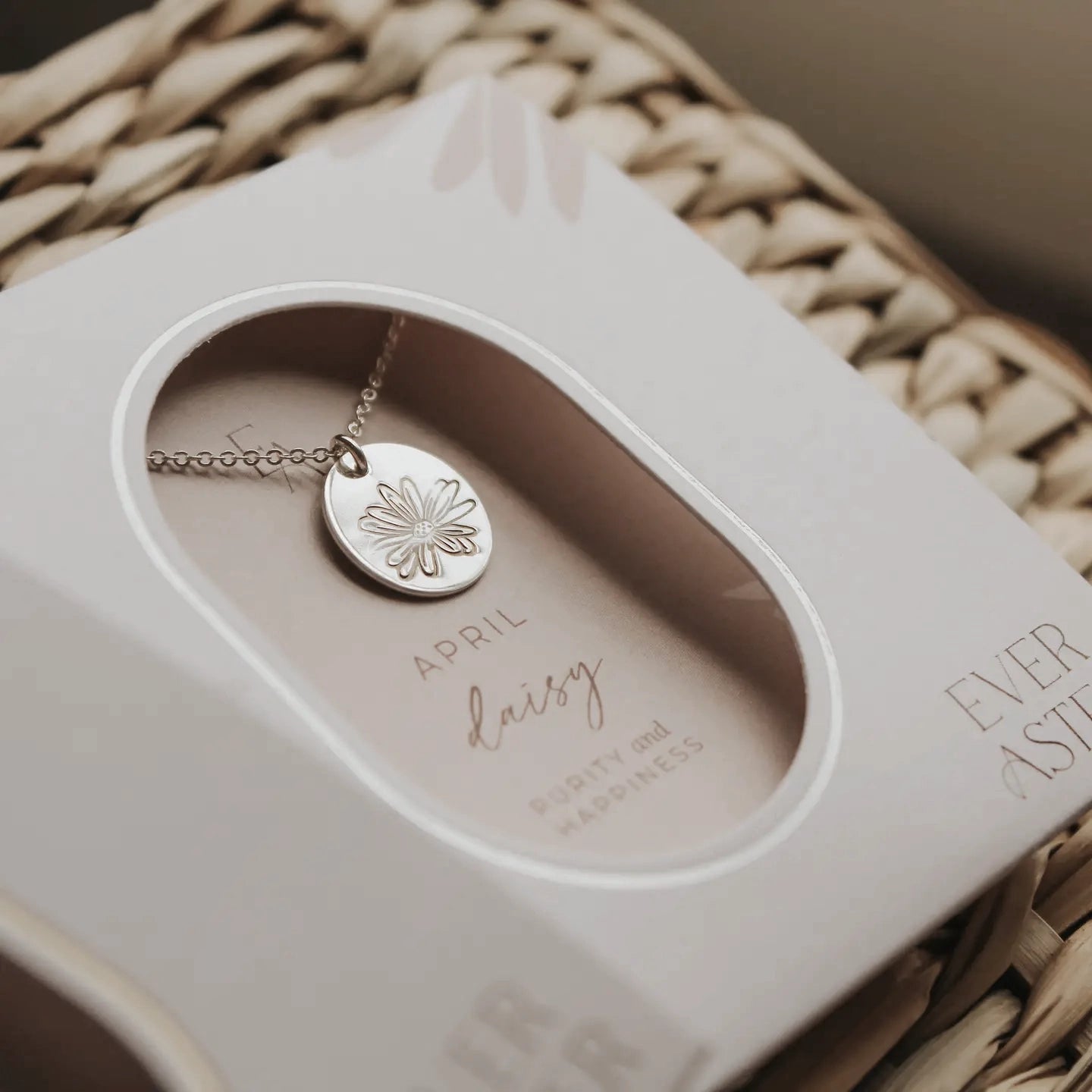 Birth Month Flower Silver Necklace with Charm