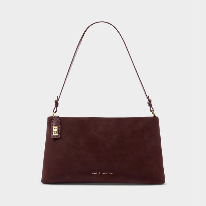 Orin Cherry Suedette Twist Lock Small Shoulder Bag