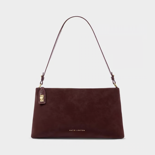 Orin Cherry Suedette Twist Lock Small Shoulder Bag