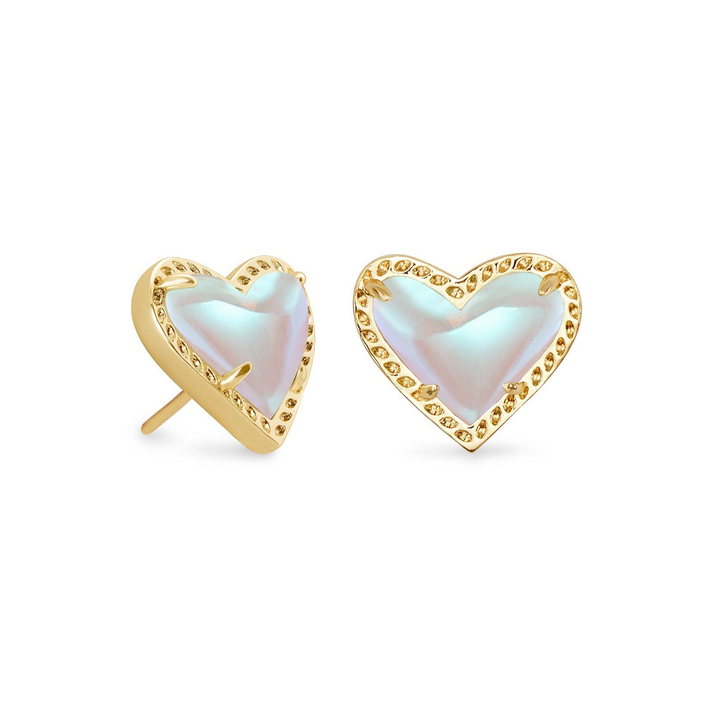 Ari Heart Stud Earrings Gold Dichroic Glass