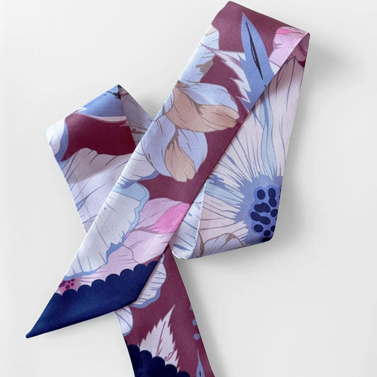 Evening Garden Skinny Silk Scarf Evening Garden