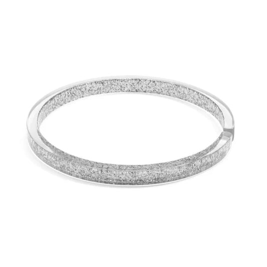 Skinny Resin Bangle Silver Sparkle