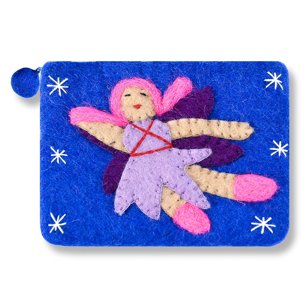 Fairy Design Felted Coin Purse Blue