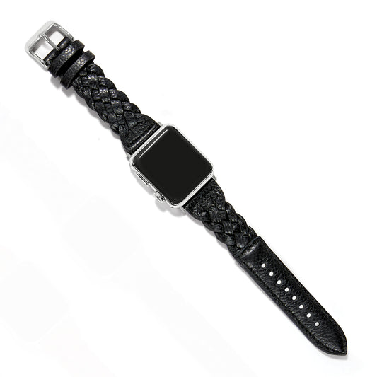 Sutton Braided Leather Apple Watch Band Black