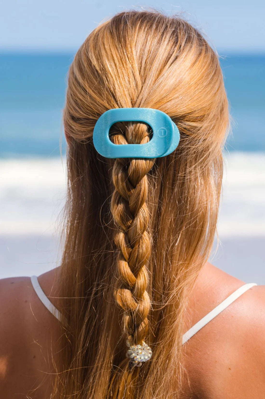 Teleties Small Flat Round Clip Blue Seas