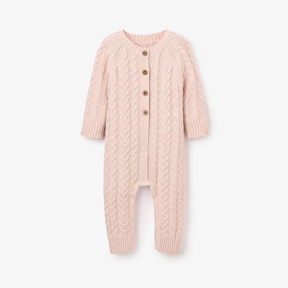 Cable Knit Long Jumpsuit Blush