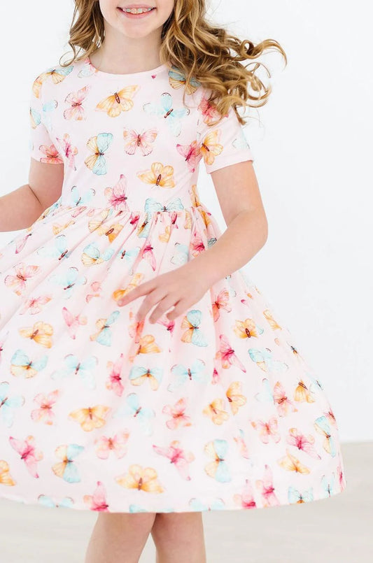 Short Sleeve Twirl Dress Butterfly Kisses