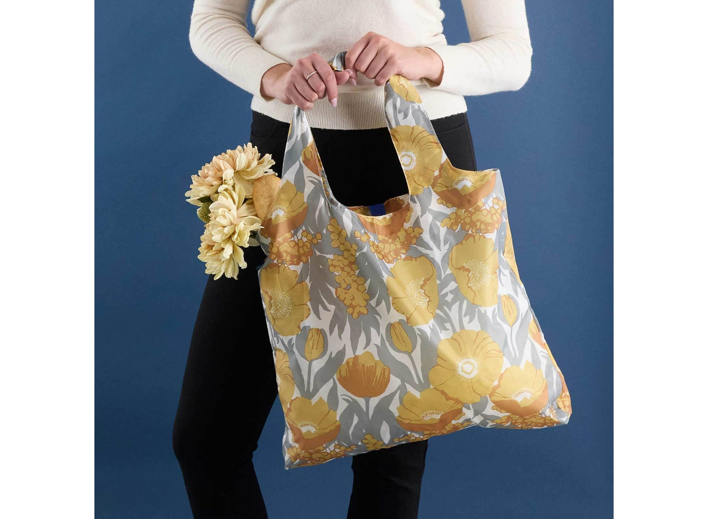 Icelandic Poppies Gold Blu Bag in a Pouch