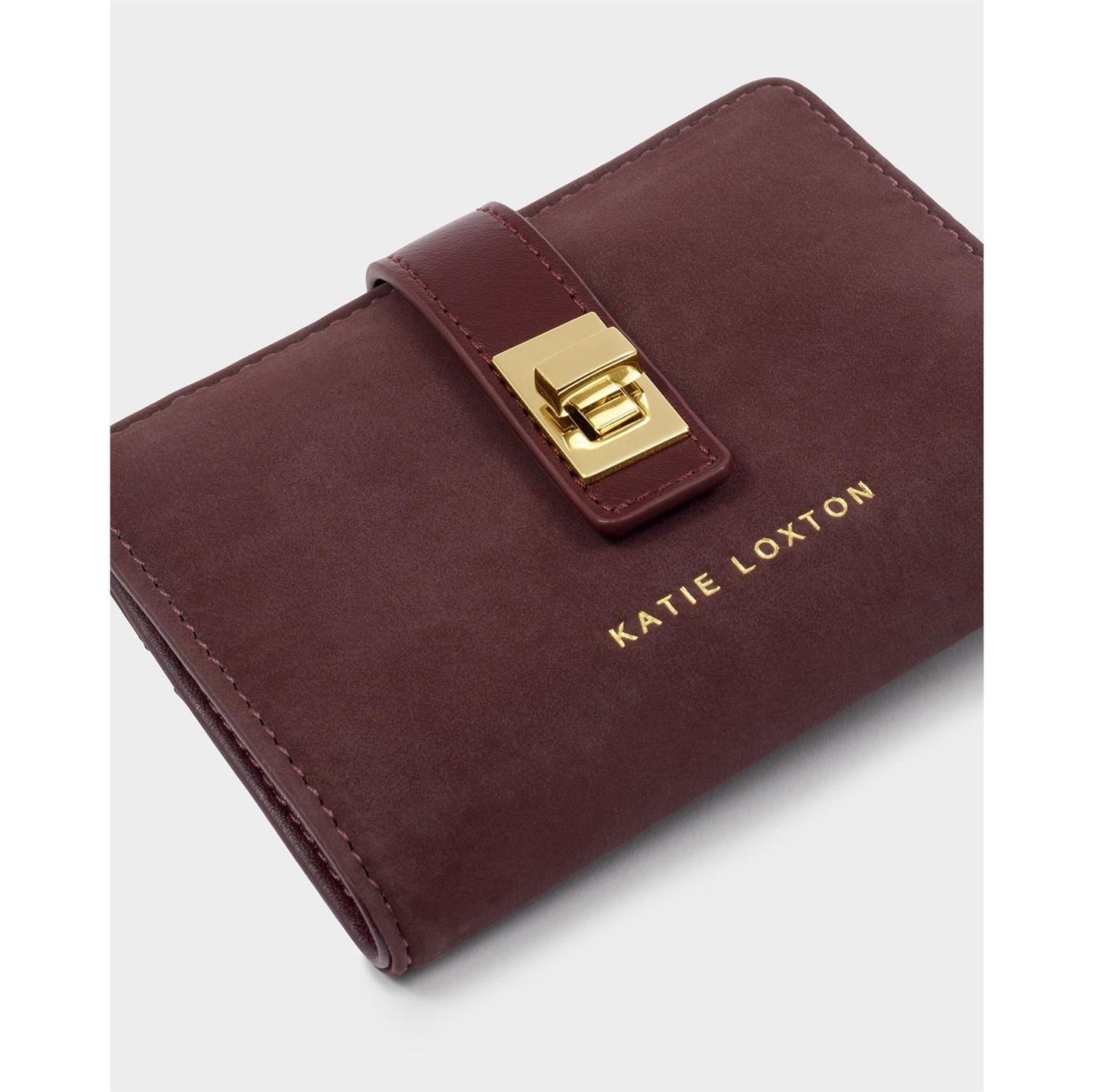 Orin Cherry Suedette Twist Lock Wallet