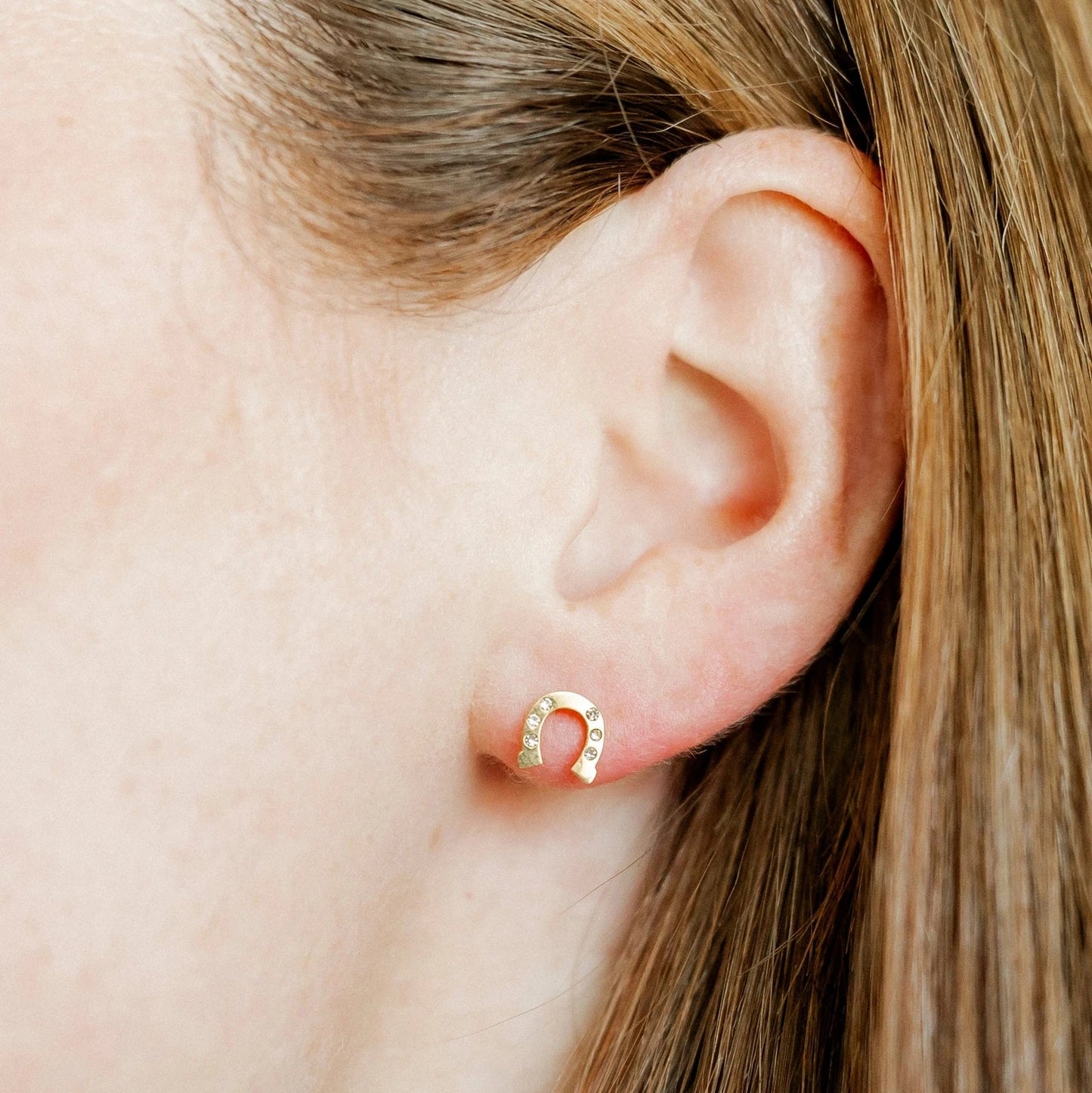 Horseshoe Gold Screwback Stud Earrings