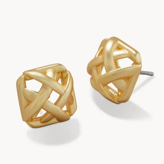 Cane Stud Earrings Gold