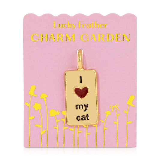 I Heart Cat Charm Garden Gold Charm