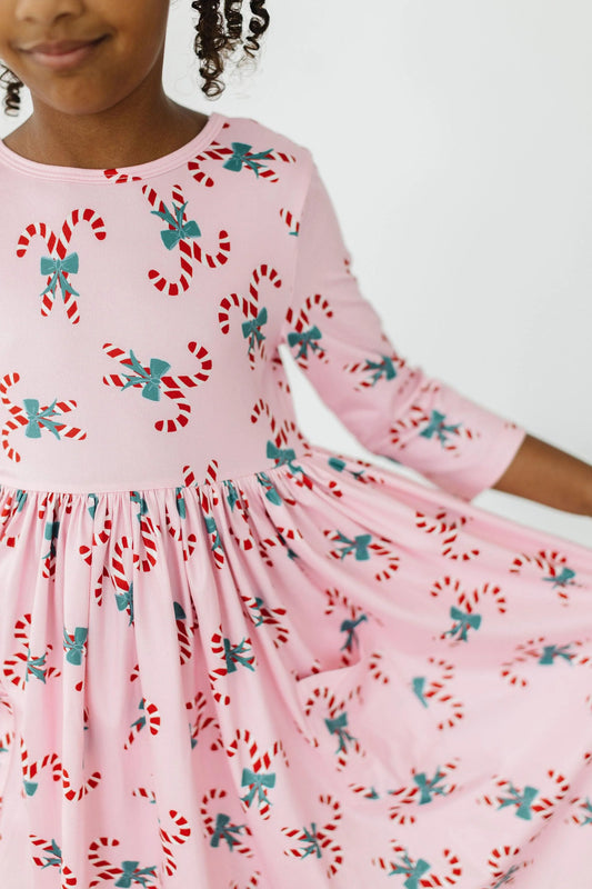 Pocket Twirl Dress Candy Cane Cutie