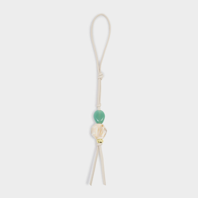 Beaded Keyring Bag Charm Oyster
