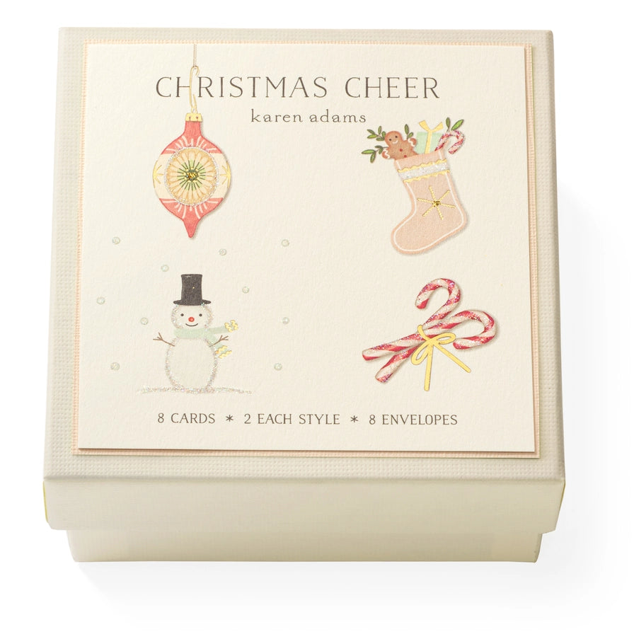 Christmas Cheer Gift Enclosure Box Set of 8 Cards