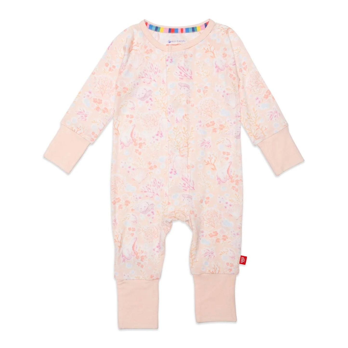 Coral Floral Tencel Footless Coverall