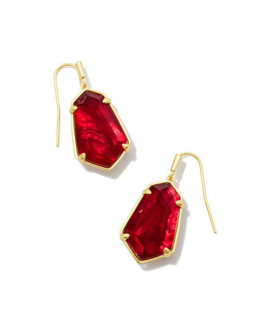 Alexandria Cranberry Gold Drop Earrings