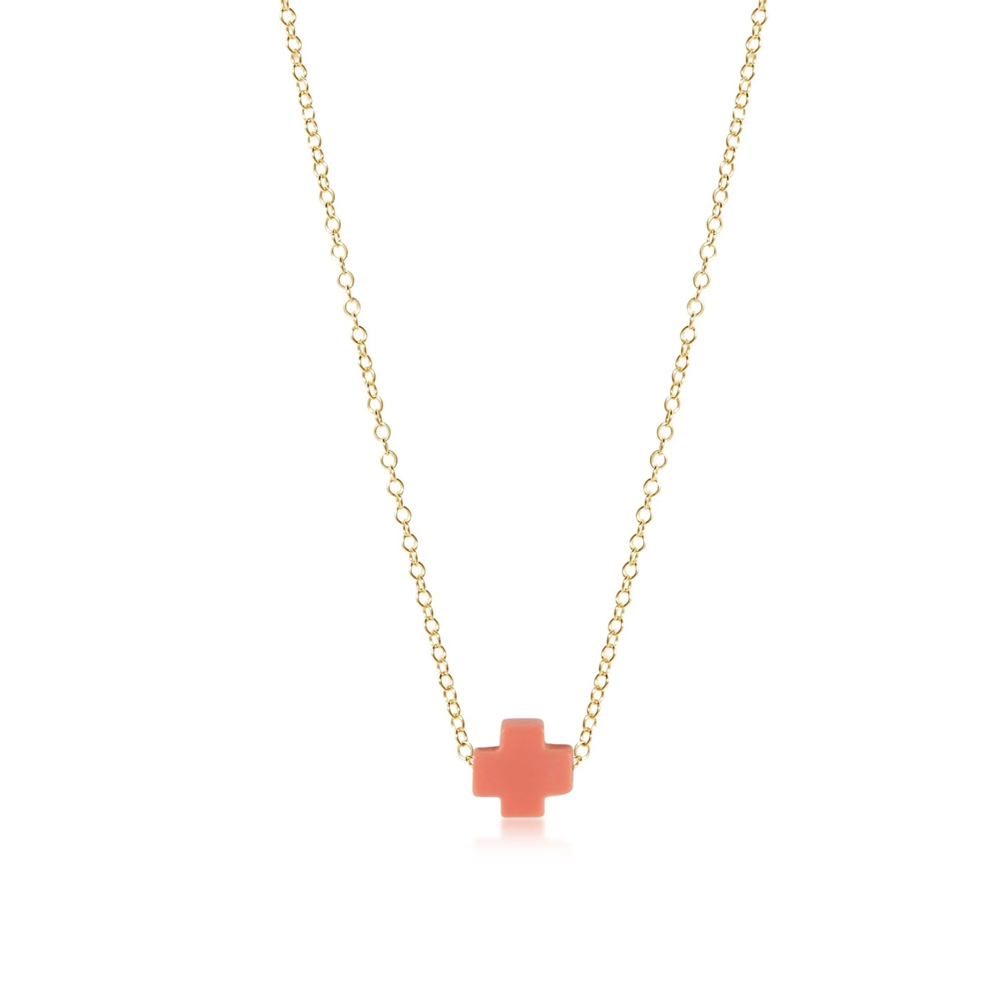 16" Necklace Gold Signature Cross Small Coral