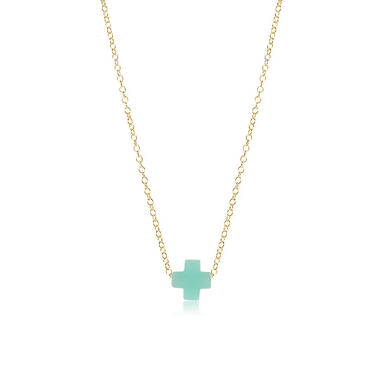 16" Necklace Gold Signature Cross Small Mint