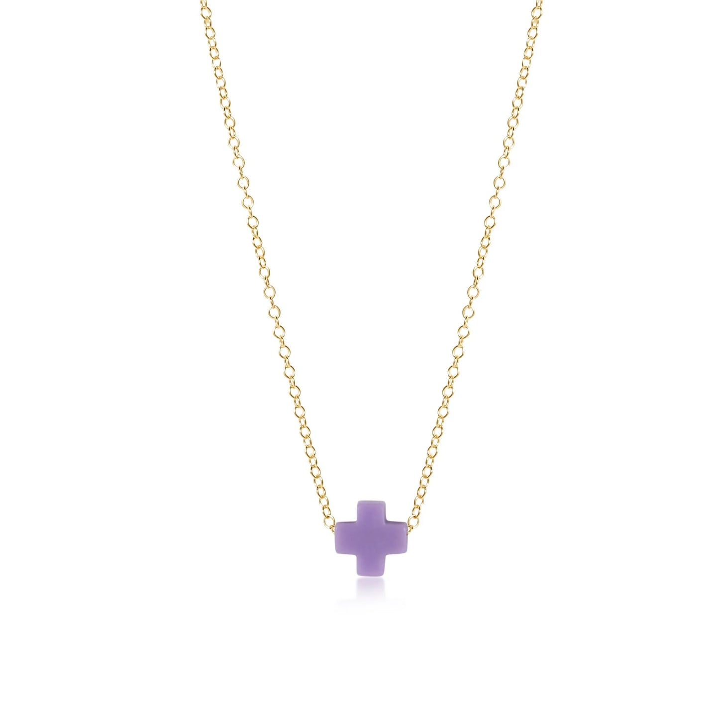 16" Necklace Gold Signature Cross Small Purple