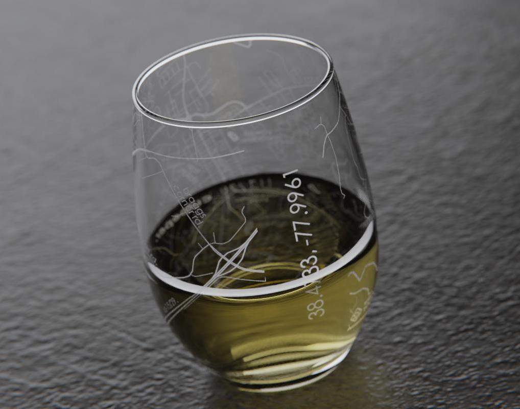 Culpeper, VA Map Stemless Wine