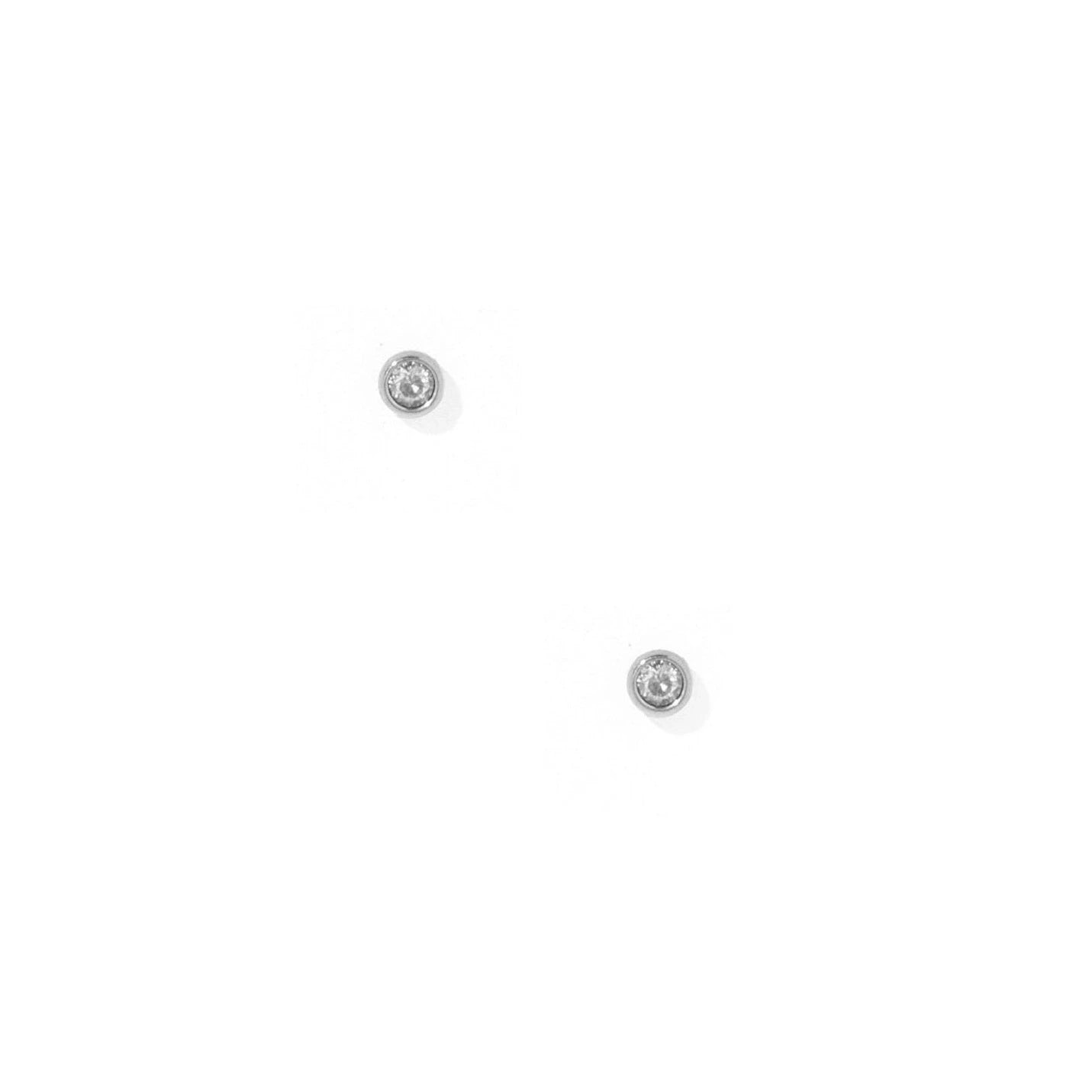 Micro Cooper Clear Silver Screwback Stud Earrings