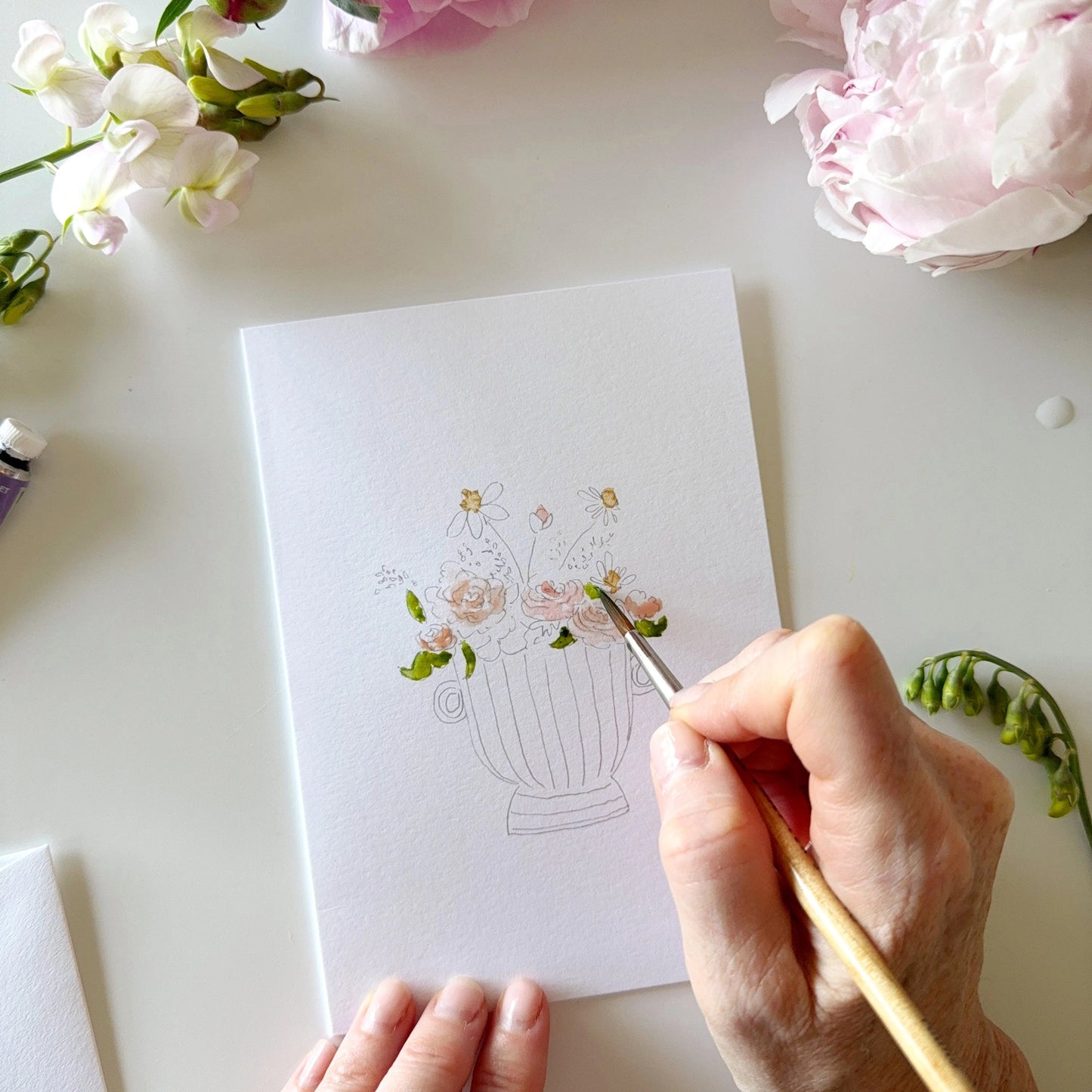 Bouquets Paintable Watercolor Notecards