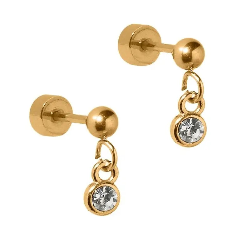 Millie Sparkle CZ Gold Screwback Stud Earrings