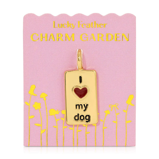 I Heart Dog Charm Garden Gold Charm