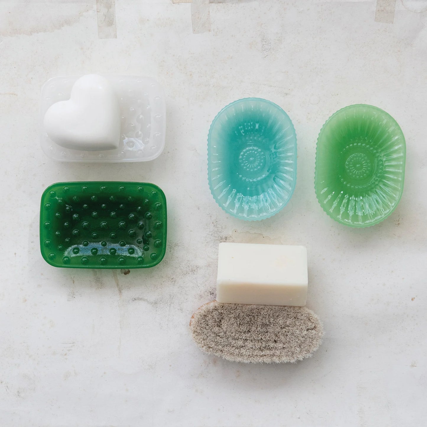 White Translucent Glass Soap Dish