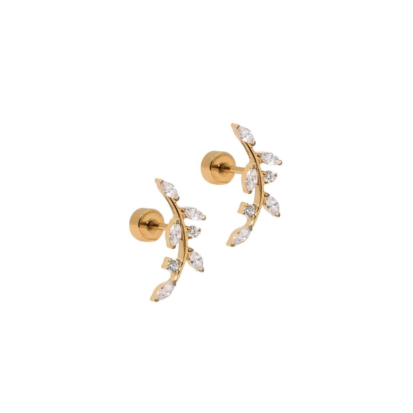 Chloe Climber Gold Screwback Stud Earrings