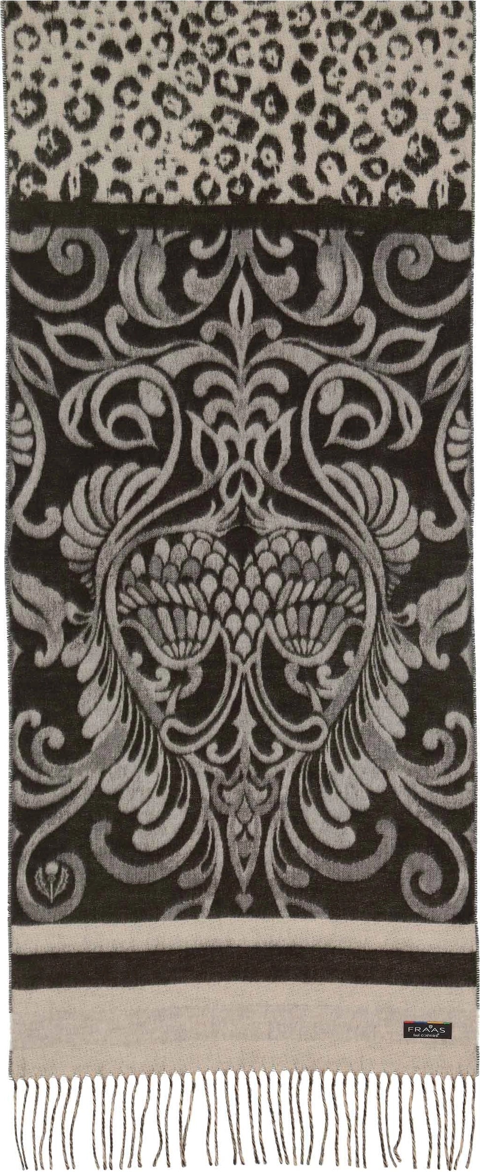 Leopard Paisley Patchwork Scarf Black/White