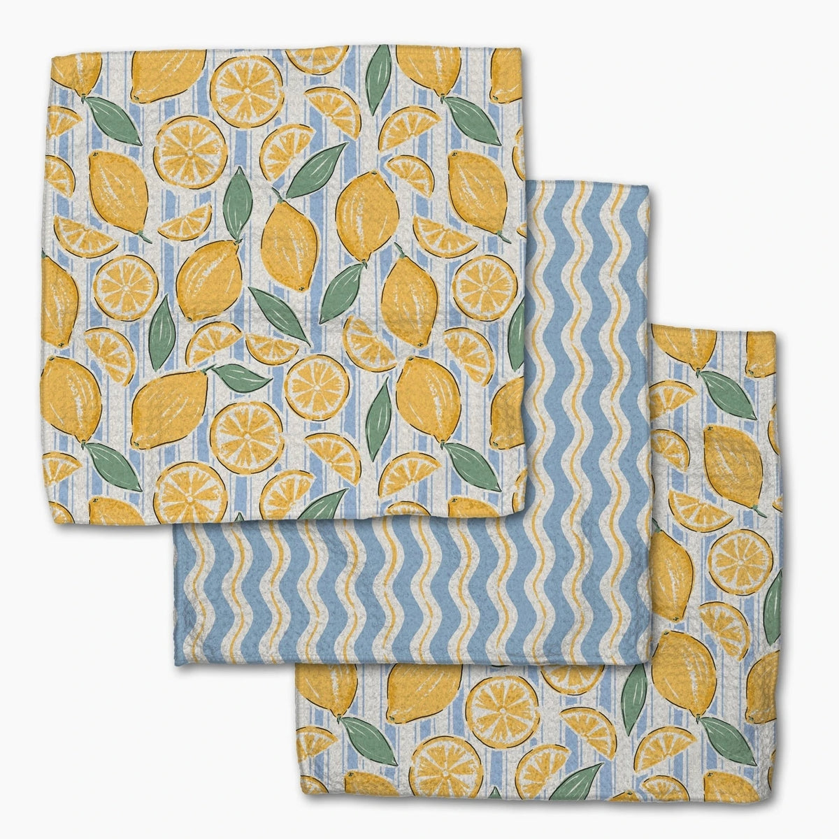 Lemon Waves Dishcloth Set of 3