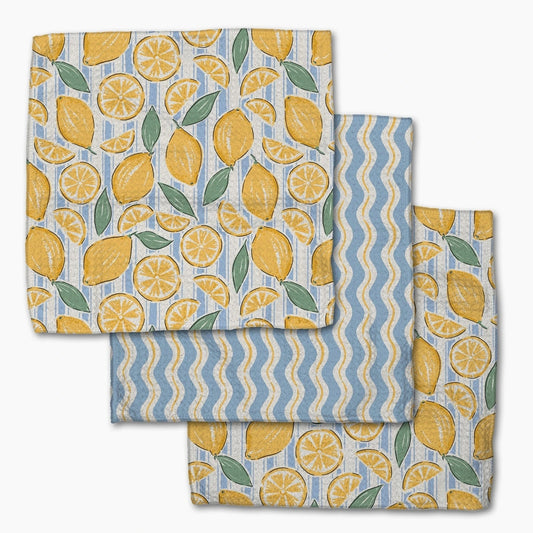 Lemon Waves Dishcloth Set of 3