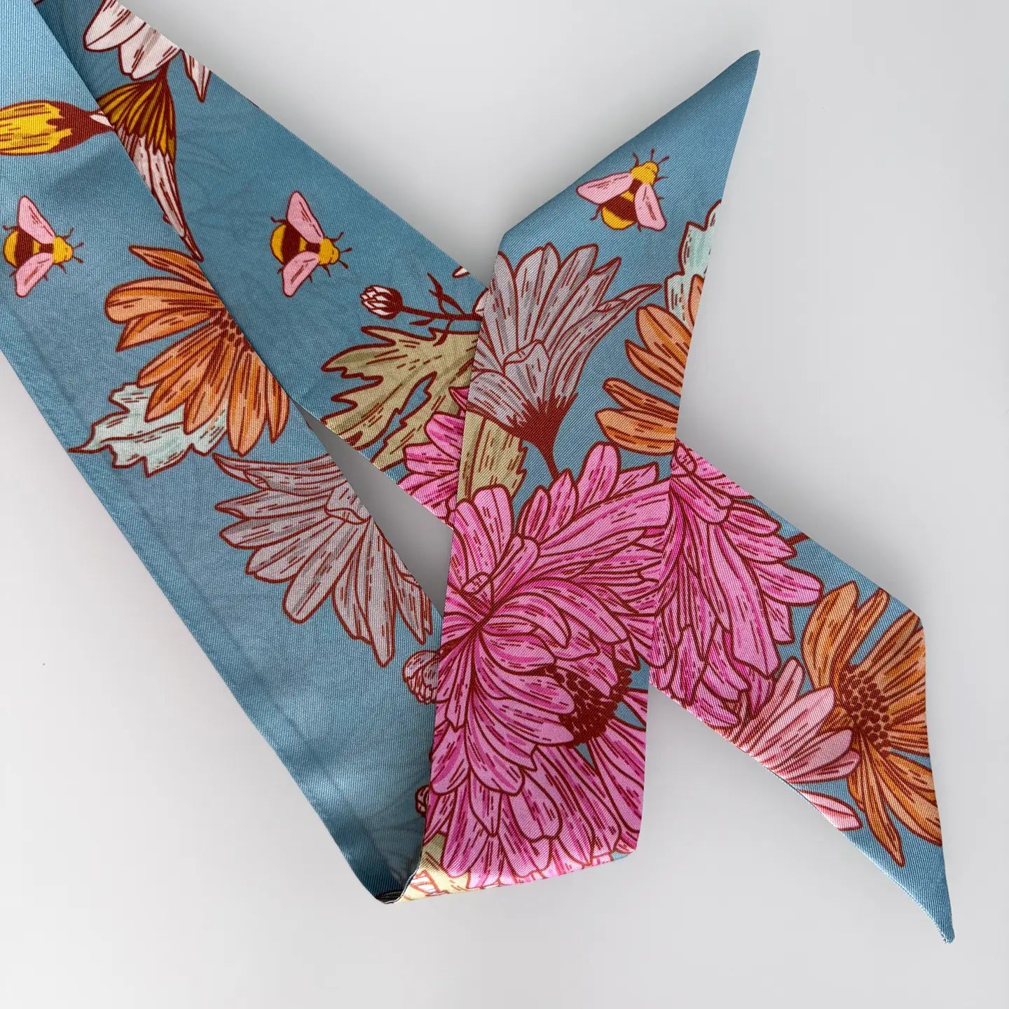 Floral Buzz Skinny Silk Scarf