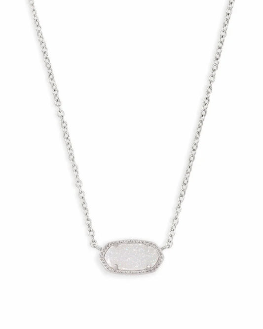 Elisa Iridescent Drusy Silver Necklace