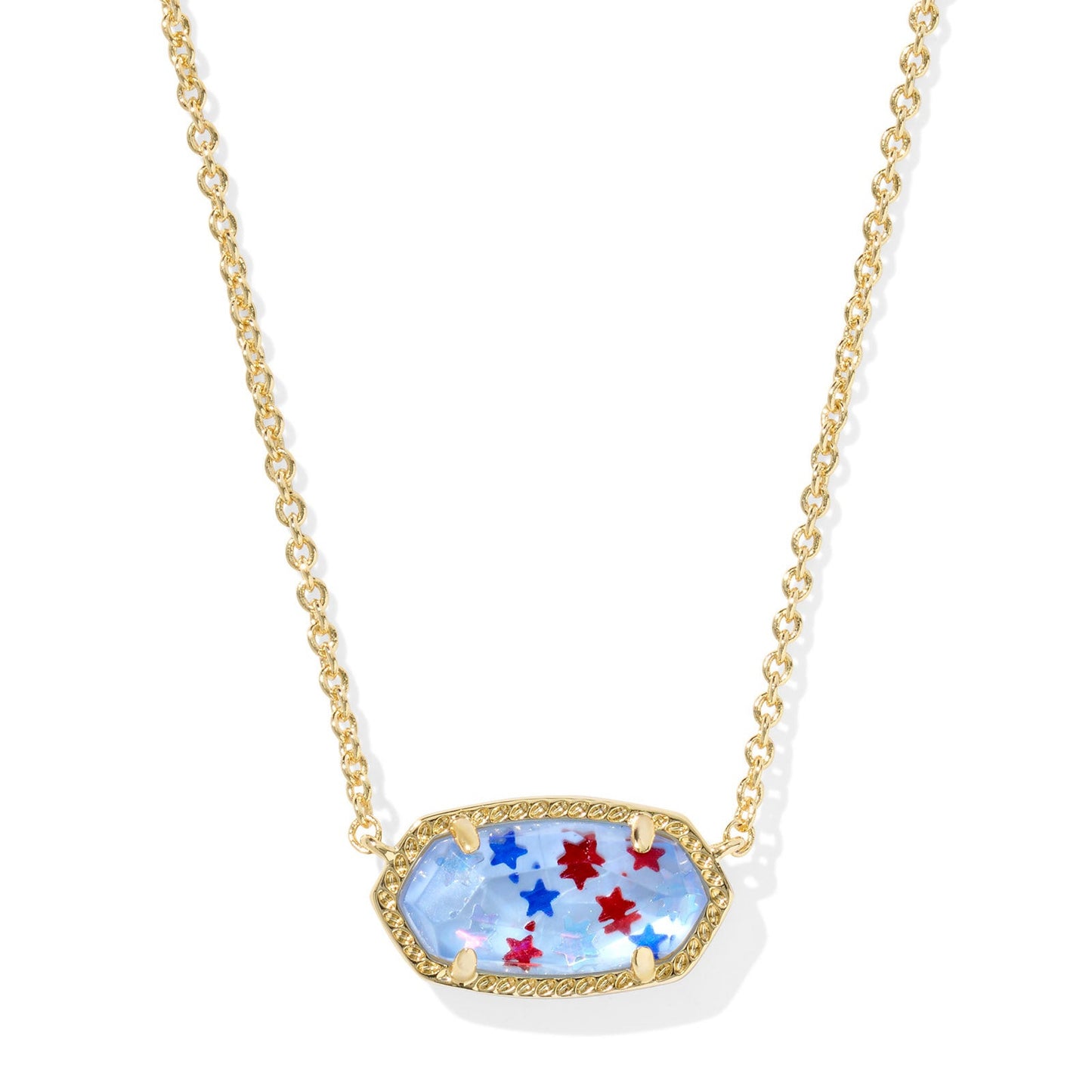 Elisa Pendant Necklace Gold Red White Blue Star Illusion