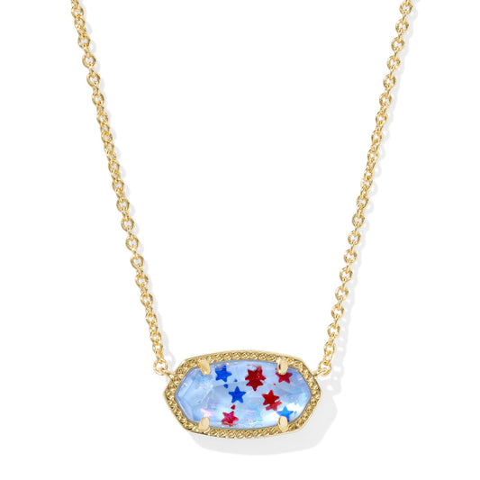 Elisa Pendant Necklace Gold Red White Blue Star Illusion