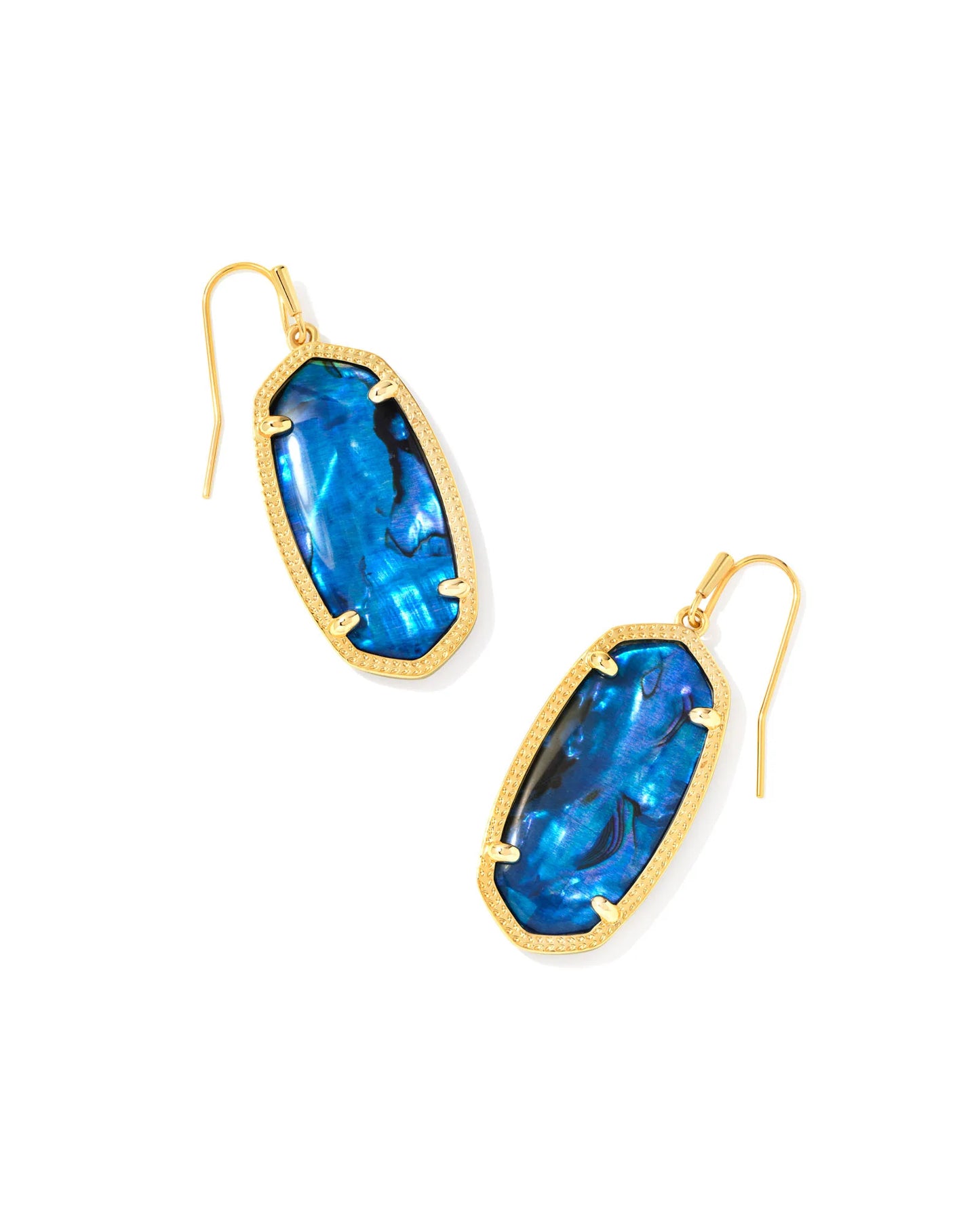 Elle Earrings Gold Navy Abalone