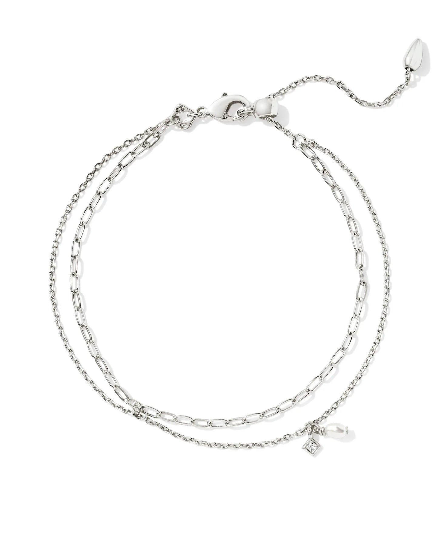 Eve Multi Strand Bracelet Silver White Pearl