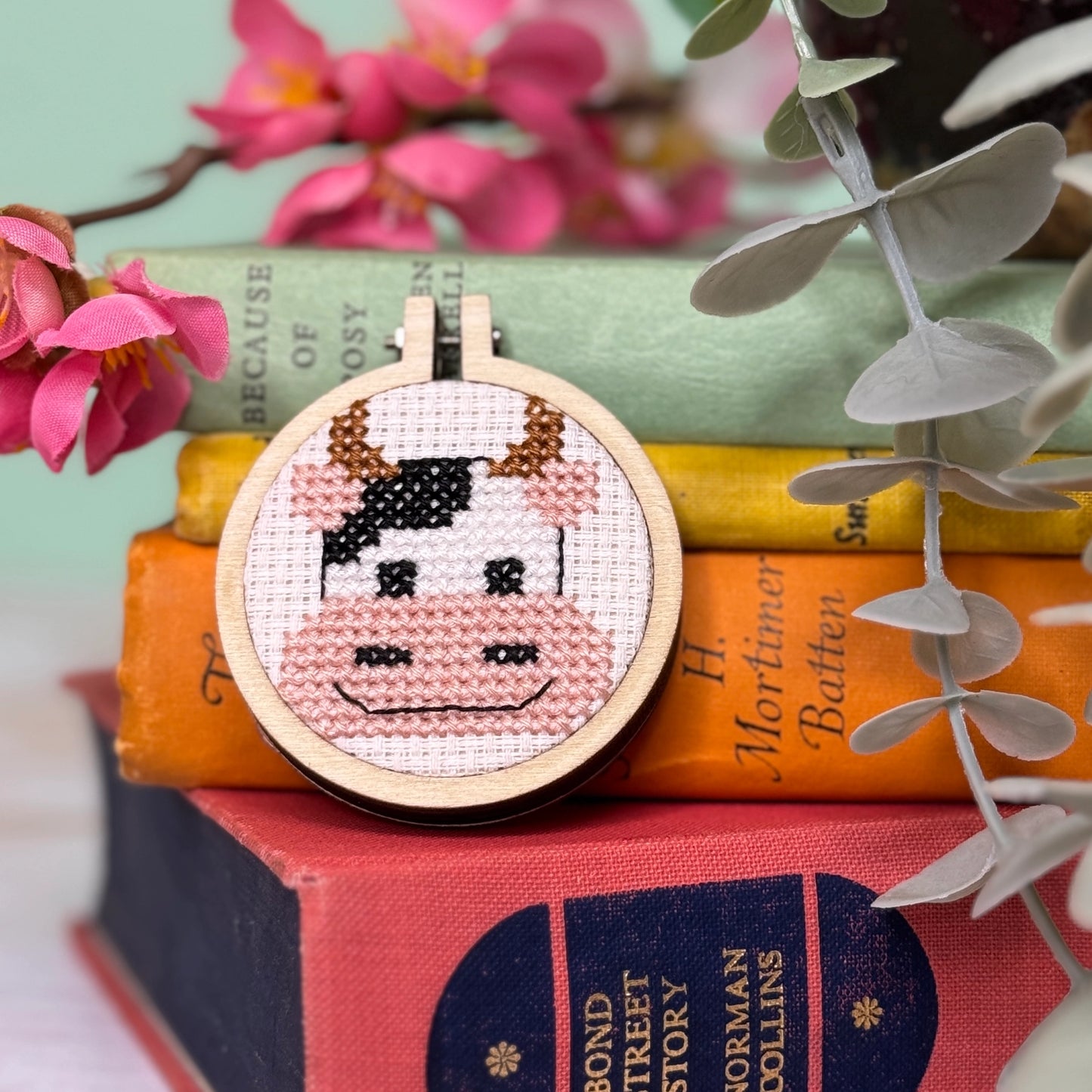 "Moody Cow" Mini Matchbox Cross Stitch Kit